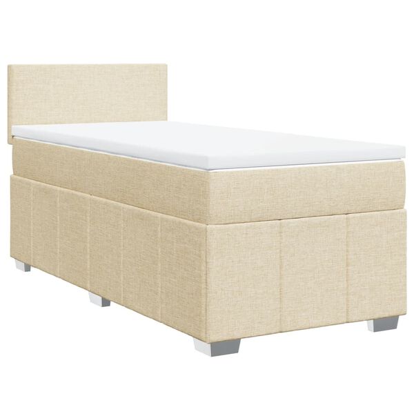 vidaXL Cama com molas/colch&atilde;o 90x200 cm tecido cor cr&egrave;me