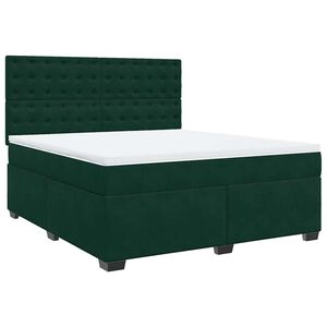 vidaXL Cama com molas/colch&atilde;o 180x200 cm veludo verde-escuro