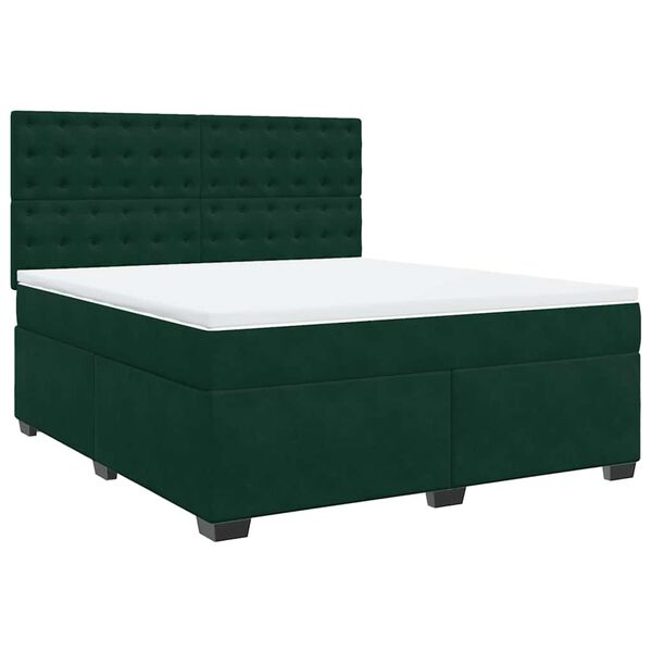 vidaXL Cama com molas/colch&atilde;o 180x200 cm veludo verde-escuro