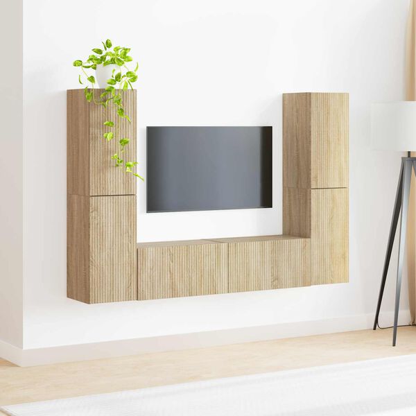 vidaXL Conjunto de m&oacute;vel de TV 6 pcs Carvalho Sonoma