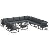 vidaXL Conjunto de Sof&aacute; de Jardim 12 unid. Preto Alum&iacute;nio
