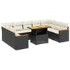 vidaXL 10 pcs conjunto sof&aacute;s de jardim c/ almofad&otilde;es vime PE preto
