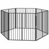 vidaXL Port&atilde;o para Cachorros 6 pcs Preto 100 x 100 cm A&ccedil;o Galvanizado
