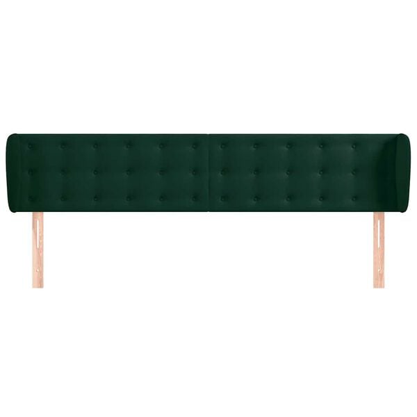 vidaXL Cabeceira de cama c/ abas veludo 163x23x78/88cm verde-escuro