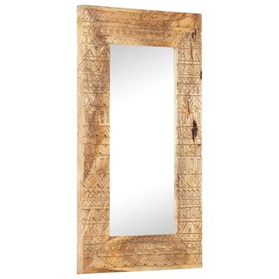 vidaXL Espelho esculpido à mão 80x50x2,5cm madeira de mangueira maciça