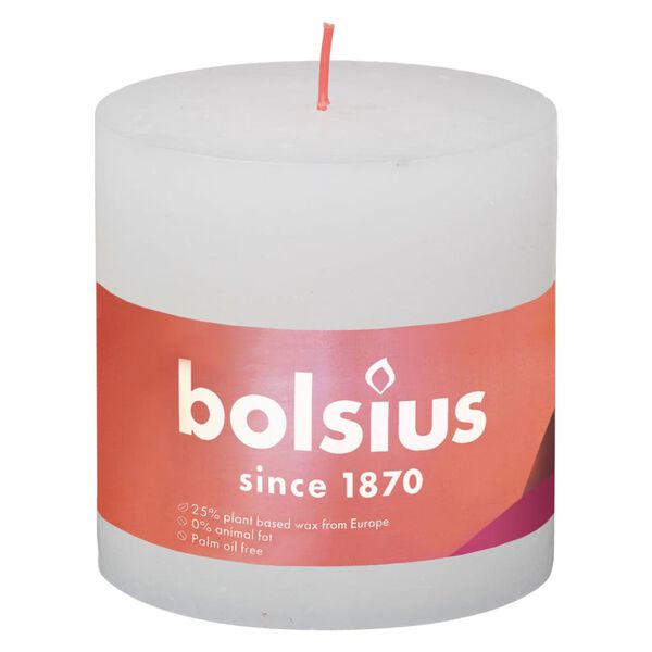 Bolsius Velas r&uacute;sticas cil&iacute;ndricas Shine 3pcs 100x100mm branco nublado