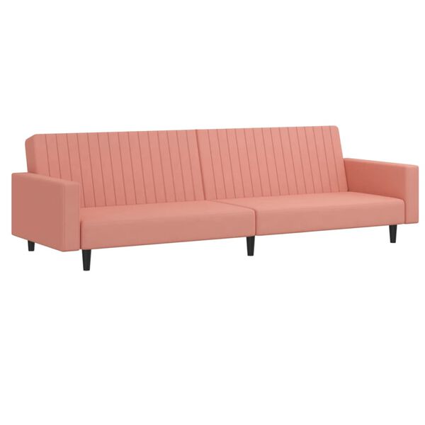 vidaXL Sof&aacute;-cama de 2 lugares veludo rosa