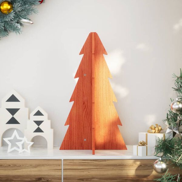 vidaXL &Aacute;rvore de Natal decorativa 69,5 cm pinho maci&ccedil;o castanho-mel