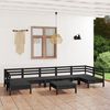 vidaXL 8 pcs conjunto lounge de jardim pinho maci&ccedil;o preto