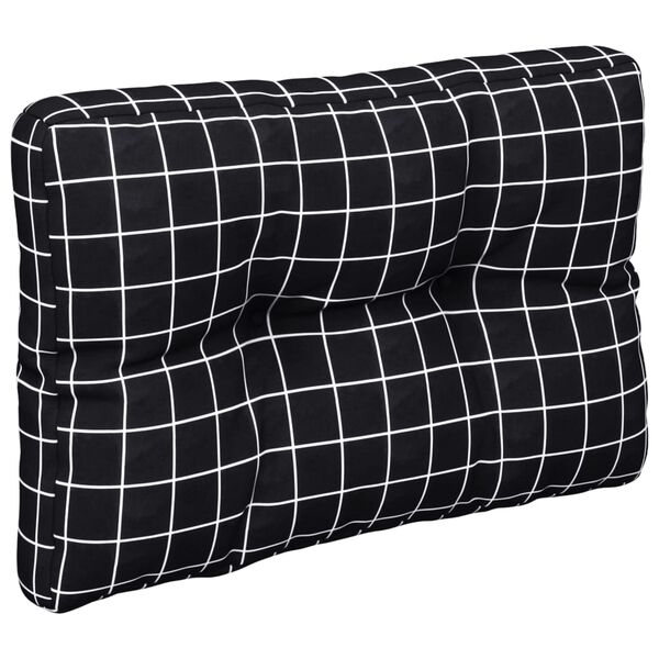 vidaXL Almofad&atilde;o para sof&aacute; de paletes 50x40x12 cm tecido xadrez preto