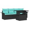 vidaXL Conjunto de Sof&aacute; de Jardim com almofada 5 pcs Preto vime PE