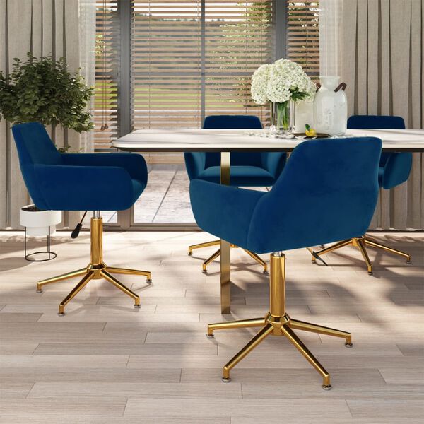 vidaXL Cadeiras de jantar girat&oacute;rias 4 pcs veludo azul