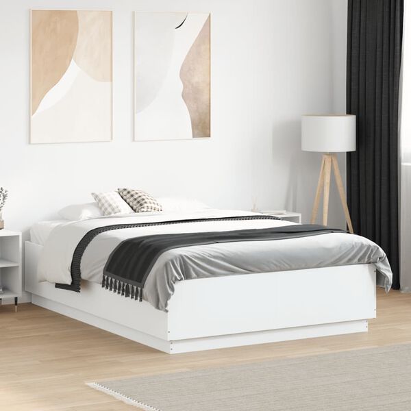 vidaXL Estrutura de cama 120x190 cm derivados de madeira branco
