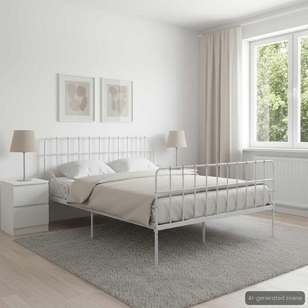 vidaXL Estrutura de cama com estrado de ripas 120x200 cm metal branco