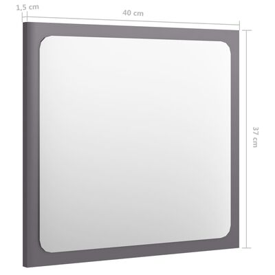 vidaXL Espelho de casa de banho 40x1,5x37 cm contrap. cinza brilhante