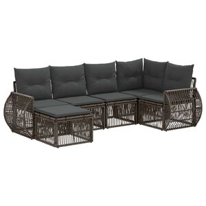 vidaXL Conjunto de Sof&aacute; de Jardim 6 unid. Cinza e Cinza Escuro vime PE