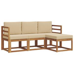 vidaXL Conjunto de Sof&aacute;s para Exterior 4 pcs Natural e Bege