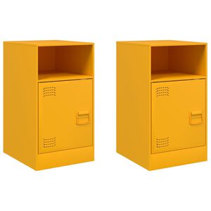 vidaXL Mesas de cabeceira 2 pcs 34,5x39x62 cm a&ccedil;o amarelo mostarda