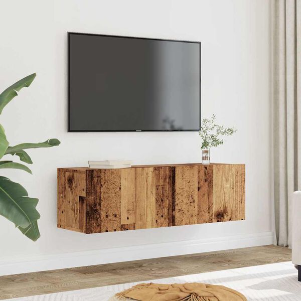 vidaXL Móveis de parede para TV 2 pcs 100x30x30 cm madeira velha