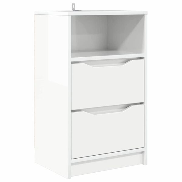 vidaXL Mesa-de-cabeceira com gaveta Branco Brilhante 40 x 30 x 467 cm