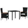 vidaXL Conjunto de Jantar para Jardim 3 unid. Preto A&ccedil;o revestido a p&oacute;