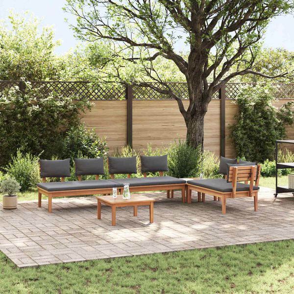 vidaXL Conjunto de Sof&aacute; de Jardim 5 pcs Marrom e Cinza