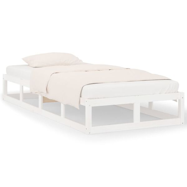 vidaXL Estrutura de cama 90x200 cm madeira maciça branco