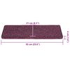 vidaXL Tapetes de escada 15 pe&ccedil;as 65x21x4 cm roxo escuro com borda retangular