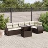 vidaXL 7 pcs conjunto de sofás jardim c/ almofadões vime PE castanho