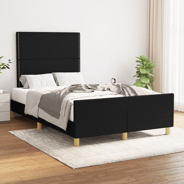 vidaXL Estrutura de cama sem colch&atilde;o preto 120x190 cm tecido