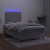 vidaXL Cama box spring colch&atilde;o LED 120x190 cm couro artif. cinza-claro