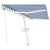 vidaXL Toldo autom&aacute;tico LED e sensor de vento 500x300 cm azul e branco