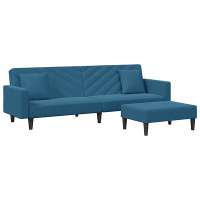vidaXL 2 pcs conjunto de sofás com almofadas veludo azul