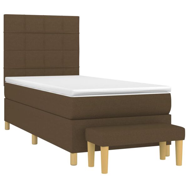 vidaXL Cama com molas/colch&atilde;o 90x190 cm tecido castanho-escuro