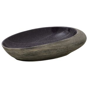 vidaXL Lavat&oacute;rio de bancada oval 59x40x14 cm cer&acirc;mica roxo e cinza