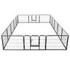vidaXL Parque para c&atilde;es 16 pain&eacute;is a&ccedil;o 60x80 cm preto