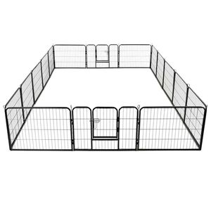 vidaXL Parque para c&atilde;es 16 pain&eacute;is a&ccedil;o 60x80 cm preto