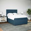 vidaXL Cama com molas/colch&atilde;o 140x190 cm veludo azul-escuro