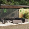 vidaXL 14 pcs conj. lounge jardim c/ almofad&otilde;es vime PE cinza-escuro