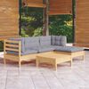 vidaXL 5 pcs conjunto lounge de jardim c/ almofadões cinza pinho
