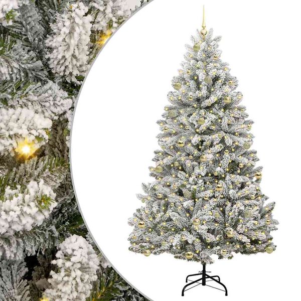 vidaXL &Aacute;rvore de Natal Artificial Verde e Branco 240 cm PVC e Metal