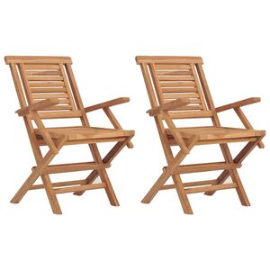 vidaXL Cadeiras de jardim dobr&aacute;veis 2 pcs 56x63x90 cm teca maci&ccedil;a