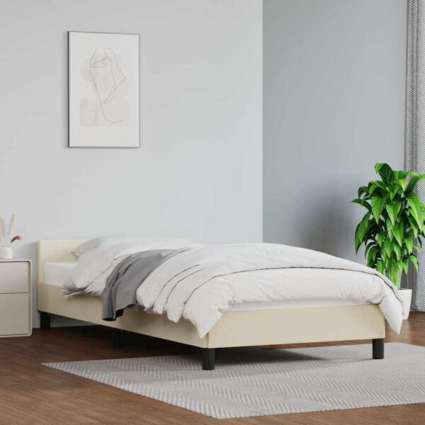 vidaXL Estrutura cama c/ cabeceira sem colch&atilde;o 90x190 cm creme