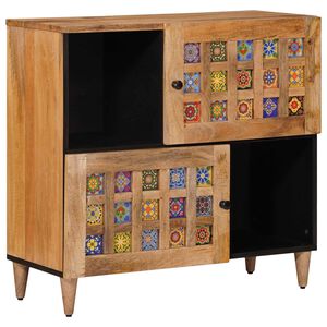 vidaXL Buffet Natural 80 x 33 x 75 cm Madeira de manga maci&ccedil;a