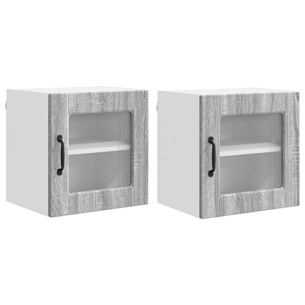 vidaXL Arm&aacute;rio de Cozinha com porta 2 pcs Cinza Sonoma 40 x 31 x 40 cm