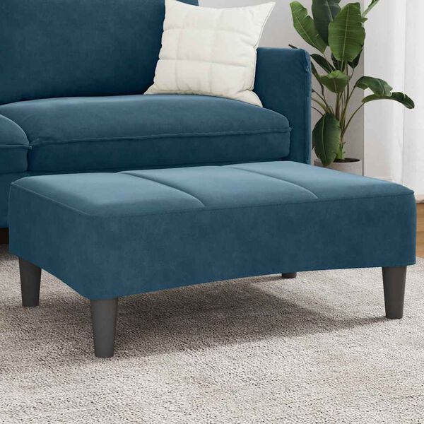 vidaXL Apoio de p&eacute;s 77x55x31 cm veludo azul