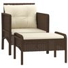 vidaXL 2 pcs conjunto lounge de jardim c/ almofad&otilde;es vime PE castanho