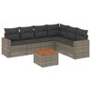vidaXL 7 pcs conjunto sof&aacute;s p/ jardim c/ almofad&otilde;es vime PE cinzento