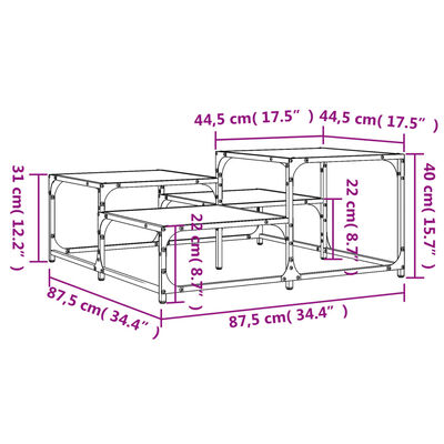 vidaXL Mesa de centro 87,5x87,5x40cm derivados madeira carvalho sonoma