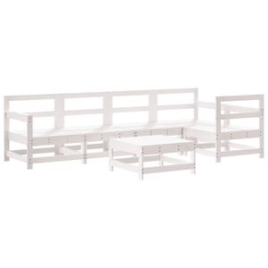 vidaXL 6 pcs conjunto lounge de jardim pinho maci&ccedil;o branco